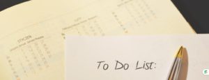 Calendar and to-do list used for planning the college application timeline